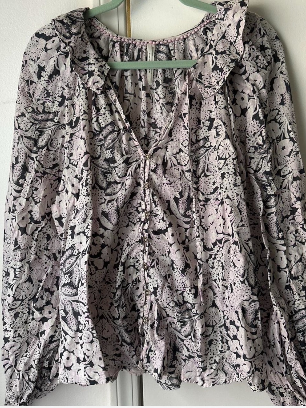 Anthropologie Women’s Light Pink Floral Button-Front Skirt